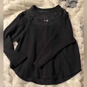 Maurices Black Sweater with Lace Detail